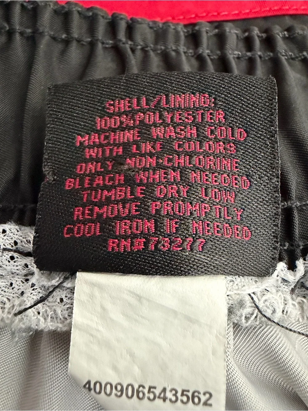Hawke Black Swim Trunks with White Palm Print and Red Trim